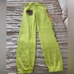 Neon yellow aviator nation sweatpants